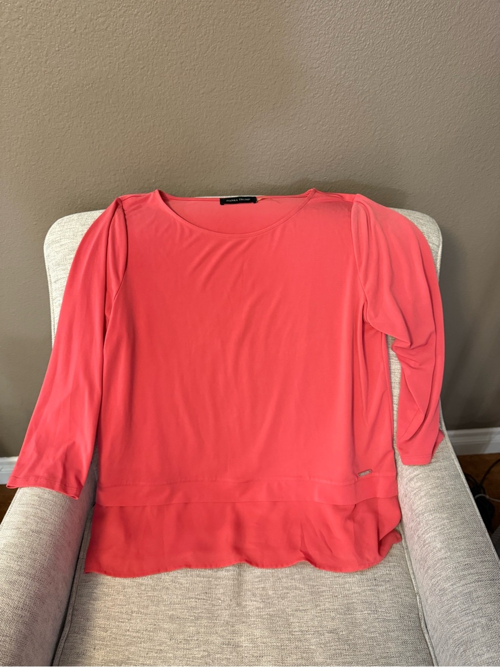 Ivanka Trump Coral Pink Long-Sleeve Blouse